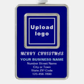 Business Blue Portrait Rectangle Gerahmt Rahmen-Ornament Silber (Vorderseite)