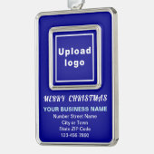 Business Blue Portrait Rectangle Gerahmt Rahmen-Ornament Silber (Links)