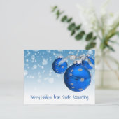 Business Blue Weihnachtsschmuck Feiertagspostkarte (Stehend Vorderseite)