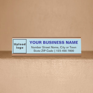 Business Brand auf Light Blue Standard Schreibtischnamensplakette