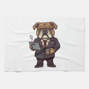 Business Bulldogge � Lustiger Bürohund Geschirrtuch