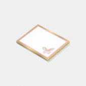 Business Butterfly Pink Gold 4x3 Post-it Klebezettel (angewinkelt)