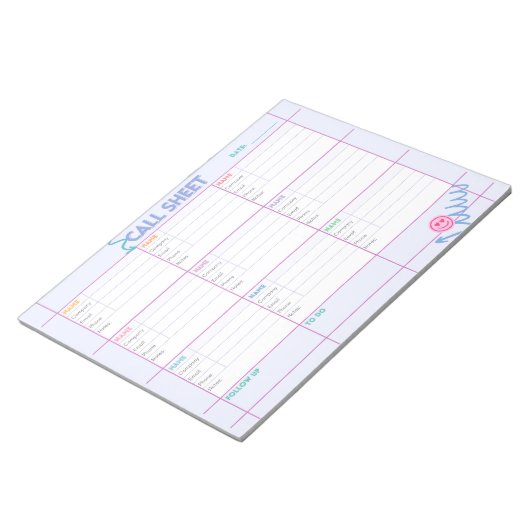 Business Call Planner & Tracking Sheet Notepad Notizblock (angewinkelt)