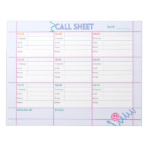 Business Call Planner & Tracking Sheet Notepad