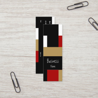 Business Card Abstrakt Red Schwarz-weiß Tan Geo Mini Visitenkarte