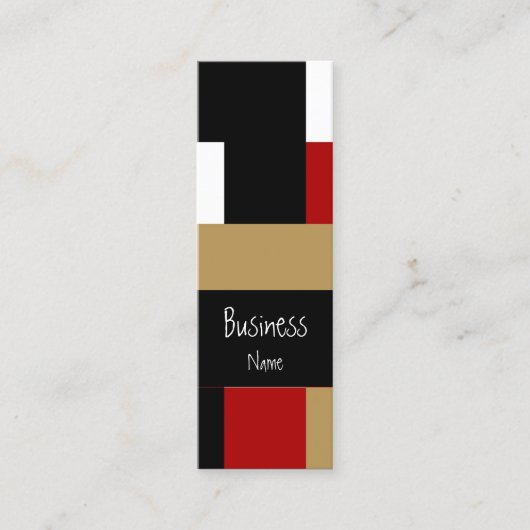 Business Card Abstrakt Red Schwarz-weiß Tan Geo Mini Visitenkarte (Vorderseite)