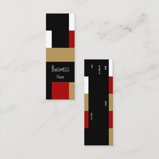 Business Card Abstrakt Red Schwarz-weiß Tan Geo Mini Visitenkarte (Vorne/Hinten)