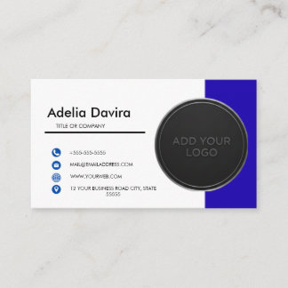 Business Card  Blue with Simple Logo and Text  Visitenkarte