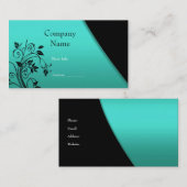 Business Card Company Elegante Aquamarine Schwarze Visitenkarte (Vorne/Hinten)