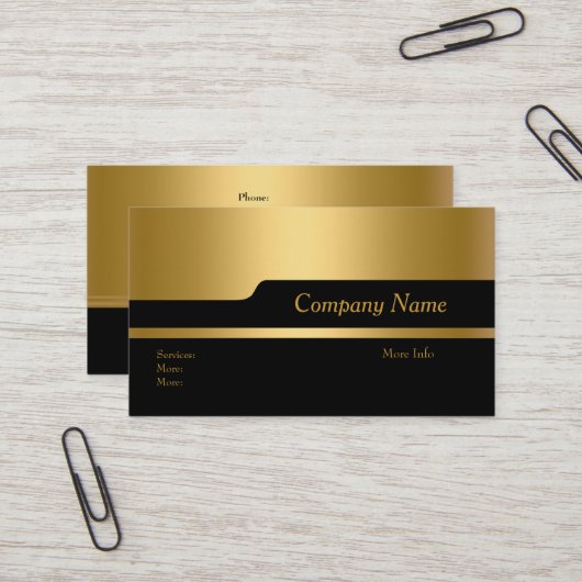 Business Card Company Elegante Black Gold Aktualis Visitenkarte (Vorderseite/Rückseite Beispiel)