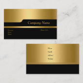 Business Card Company Elegante Black Gold Aktualis Visitenkarte (Vorne/Hinten)
