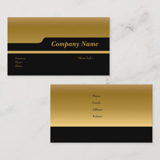 Business Card Company Elegantes Schwarzes Gold Visitenkarte (Vorne/Hinten)
