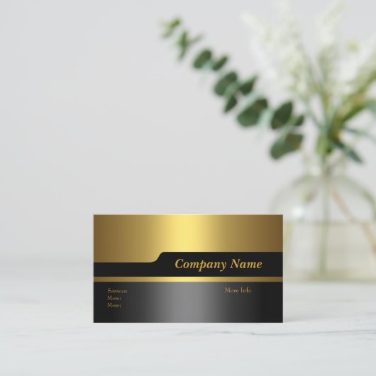 Business Card Company Elegantes Schwarzes Gold Visitenkarte (Stehend Vorderseite)