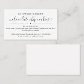 Business Card der Bäckerei, hausgemachte Backwaren Visitenkarte (Vorne/Hinten)