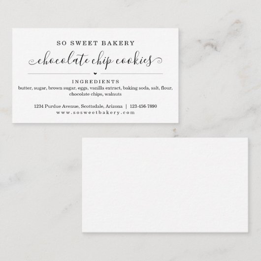 Business Card der Bäckerei, hausgemachte Backwaren Visitenkarte (Vorne/Hinten)