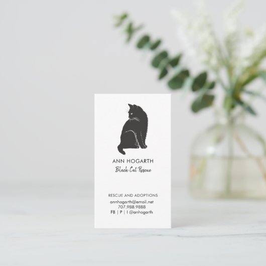 Business Card der Black Cat Rescue Organisation Visitenkarte (Stehend Vorderseite)