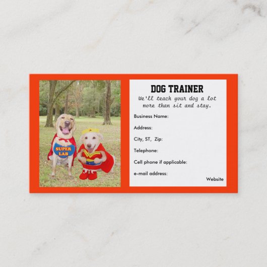 Business Card des anpassbaren Dog Trainers Visitenkarte (Vorderseite)