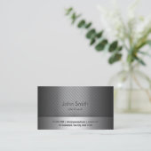 Business Card des beruflichen Gray Metal Life Coac Visitenkarte (Stehend Vorderseite)