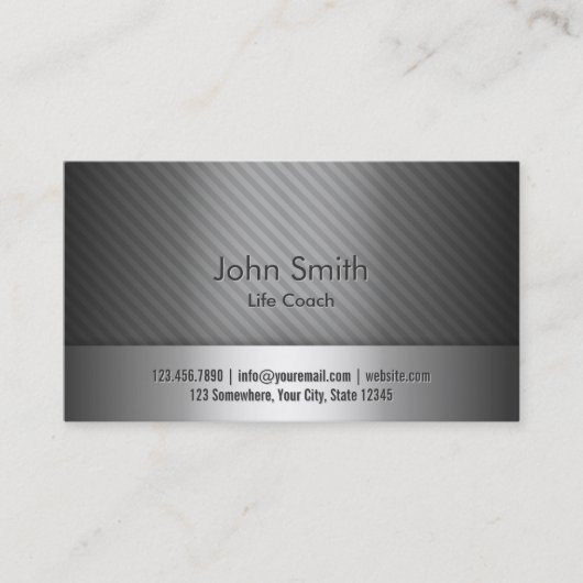 Business Card des beruflichen Gray Metal Life Coac Visitenkarte (Vorderseite)