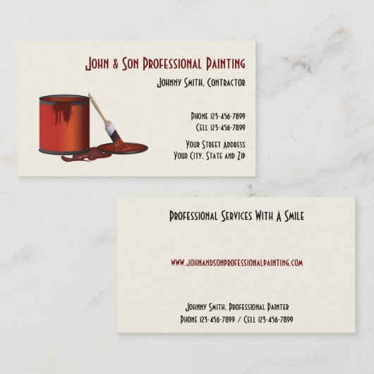 Business Card des beruflichen Malers AN Visitenkarte (Vorne/Hinten)