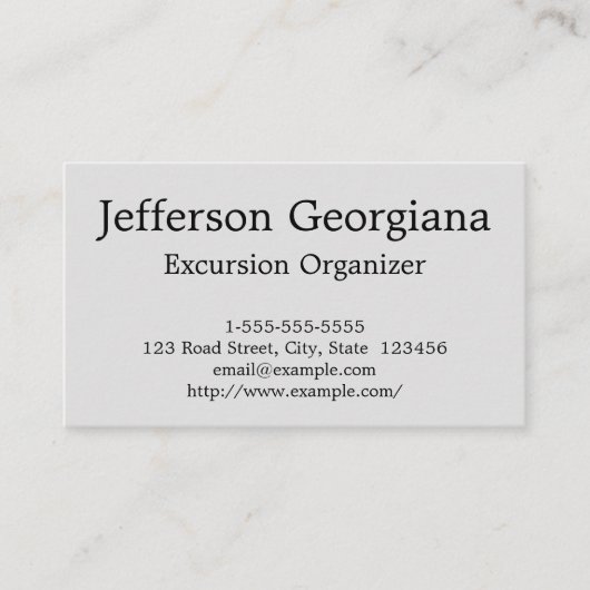 Business Card des Classy & Elegante Exkursion Orga Visitenkarte (Vorderseite)