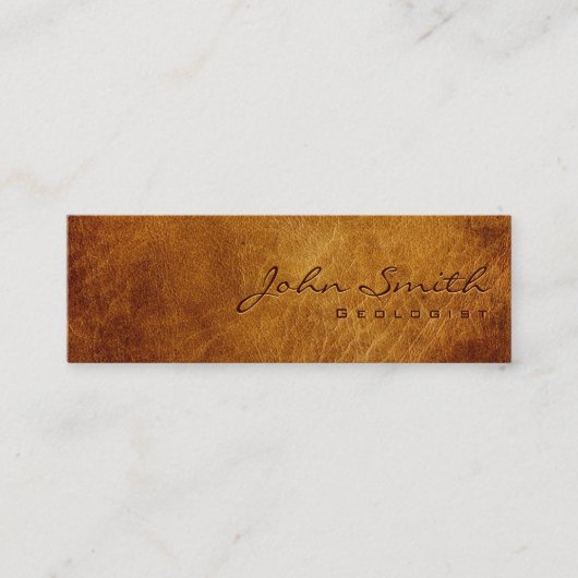 Business Card des Dark Brown Leather Geologen Mini Visitenkarte (Vorderseite)