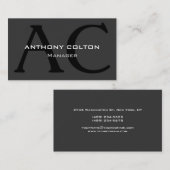 Business Card des White Gray Black Monogram Manage Visitenkarte (Vorne/Hinten)