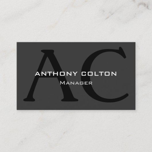 Business Card des White Gray Black Monogram Manage Visitenkarte (Vorderseite)