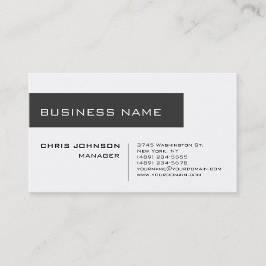 Business Card des White Gray Contemporary Manager Visitenkarte (Vorderseite)