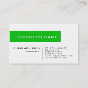 Business Card des White Green Contemporary Manager Visitenkarte
