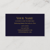 Business Card Elegant für Navy & Gold Lash Technik Visitenkarte (Rückseite)