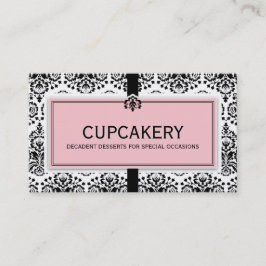 BUSINESS CARD elegante Damaske schwarz pastellrosa Visitenkarte