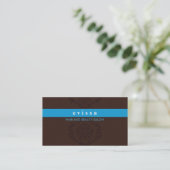 BUSINESS CARD elegante Finesse Braun Aqua Blau Visitenkarte (Stehend Vorderseite)