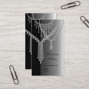 Business Card Elegante Juwelen Silver Gray Visitenkarte