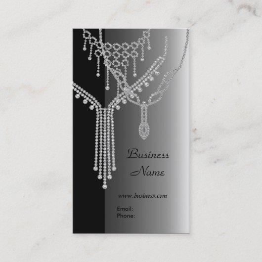 Business Card Elegante Juwelen Silver Gray Visitenkarte (Vorderseite)