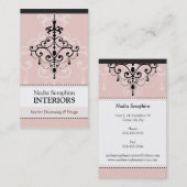 BUSINESS CARD eleganter Kronleuchter schwarz blass Visitenkarte (Vorne/Hinten)