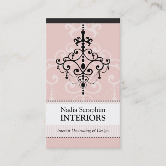 BUSINESS CARD eleganter Kronleuchter schwarz blass Visitenkarte (Vorderseite)