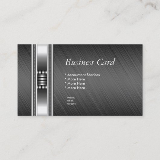 Business Card Eleganter Silver Chrome Gray Elite Visitenkarte (Vorderseite)
