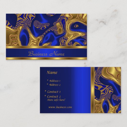 Business Card Elegantes Exotic Blue Gold Abstrakt Visitenkarte (Vorne/Hinten)