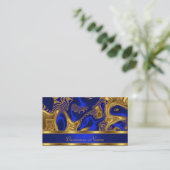 Business Card Elegantes Exotic Blue Gold Abstrakt  Visitenkarte (Stehend Vorderseite)