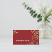 BUSINESS CARD fabelhaft elegantes geblüht Rot Gold Visitenkarte (Stehend Vorderseite)