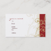 BUSINESS CARD fabelhaft elegantes geblüht Rot Gold Visitenkarte (Rückseite)