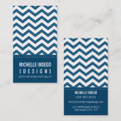 BUSINESS CARD fett angesagte Zickzack Streifen bla Visitenkarte (Vorne/Hinten)