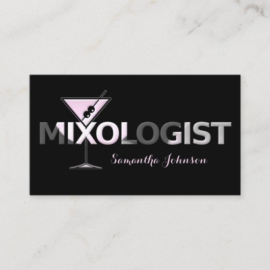 Business Card: Fett Black Pink Text Barkeeper Visitenkarte (Vorderseite)