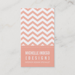 BUSINESS CARD fett-trendig Zickzack Streifen Aprik Visitenkarte