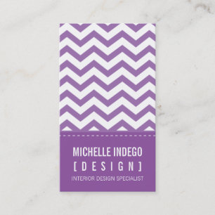 BUSINESS CARD fett-trendige Zickzack Streifen lila Visitenkarte