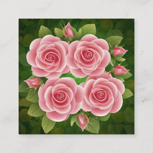 Business Card Floral Pink Roses Quadratische Visitenkarte (Rückseite)
