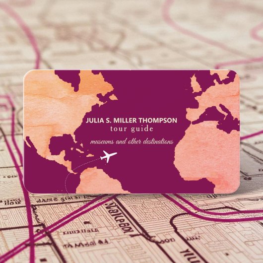 Business Card for Tour Guides with Map Visitenkarte