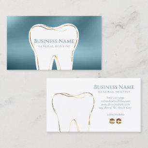 Business Card für aquamarine und goldene Zahnärzte Visitenkarte