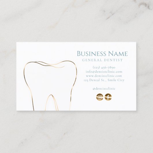 Business Card für aquamarine und goldene Zahnärzte Visitenkarte (Rückseite)